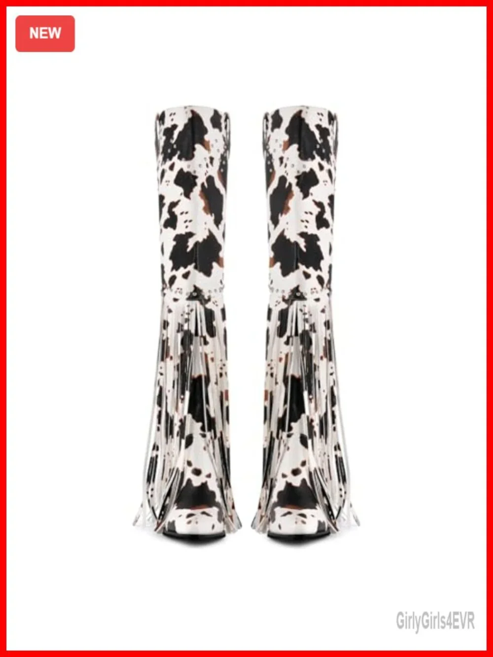 Fringe Over Knee Cowgirl Boots with Stacked Heel